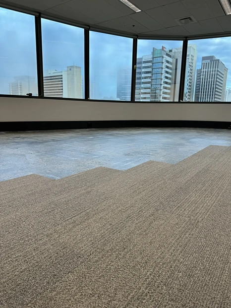 Commercial wave-pattern carpet flooring installed in a Brisbane office space