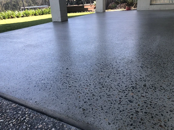 Polished epoxy flooring installed in an outdoor area