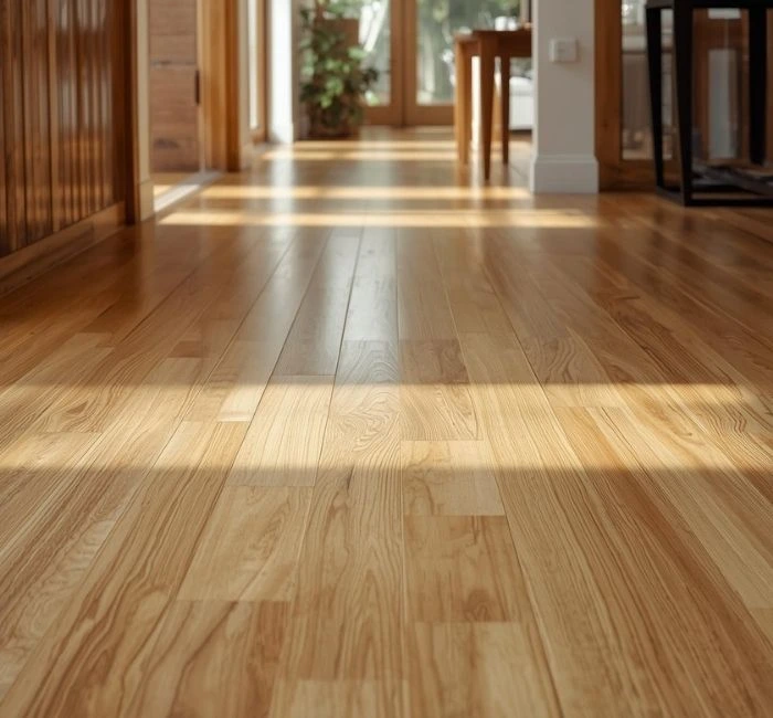 Bamboo flooring installed in a warm open-plan interior
